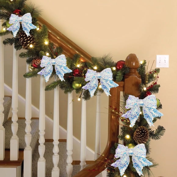 CREATITOY Glittery Christmas Bow Ornaments - Sparkly Hanging Bows for Christmas TreeMall Decoration Festive Scene Accent