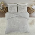 thumbnail image 4 of Home Essence Danica Warm Grey/White 3 Piece Tufted Cotton Chenille Floral Duvet Cover Set, 4 of 15