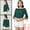 Green, variant on INSPIRE CHIC Women's Ruffled Neck Half Sleeve Sheer Summer Polka Dots Blouse Tops XS Hot Pink