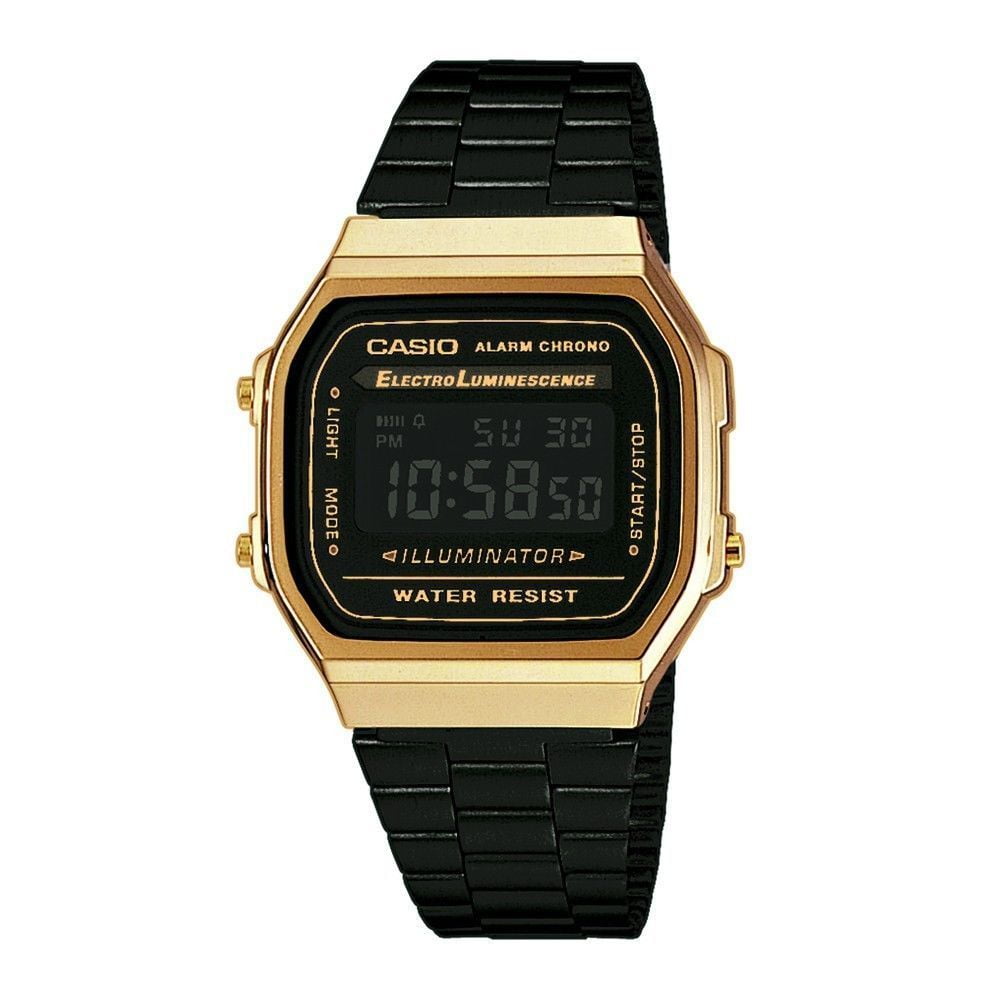 Casio A168WEGB-1BEF Unisex Collection Black Steel Bracelet Watch