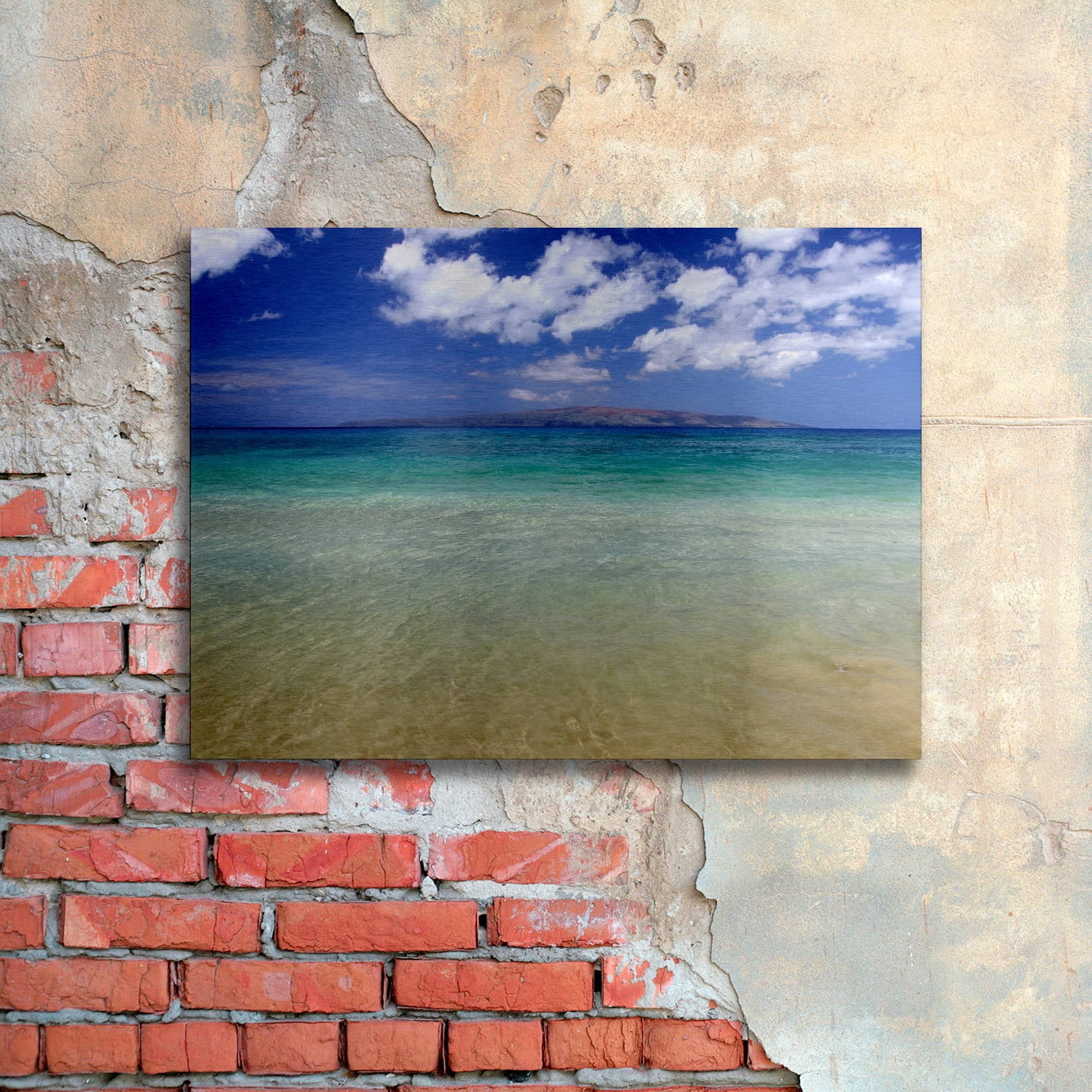 Trademark Fine Art "Hawaii Blue Beach" Brushed Aluminum Wall Art Art by Pierre Leclerc 16x22