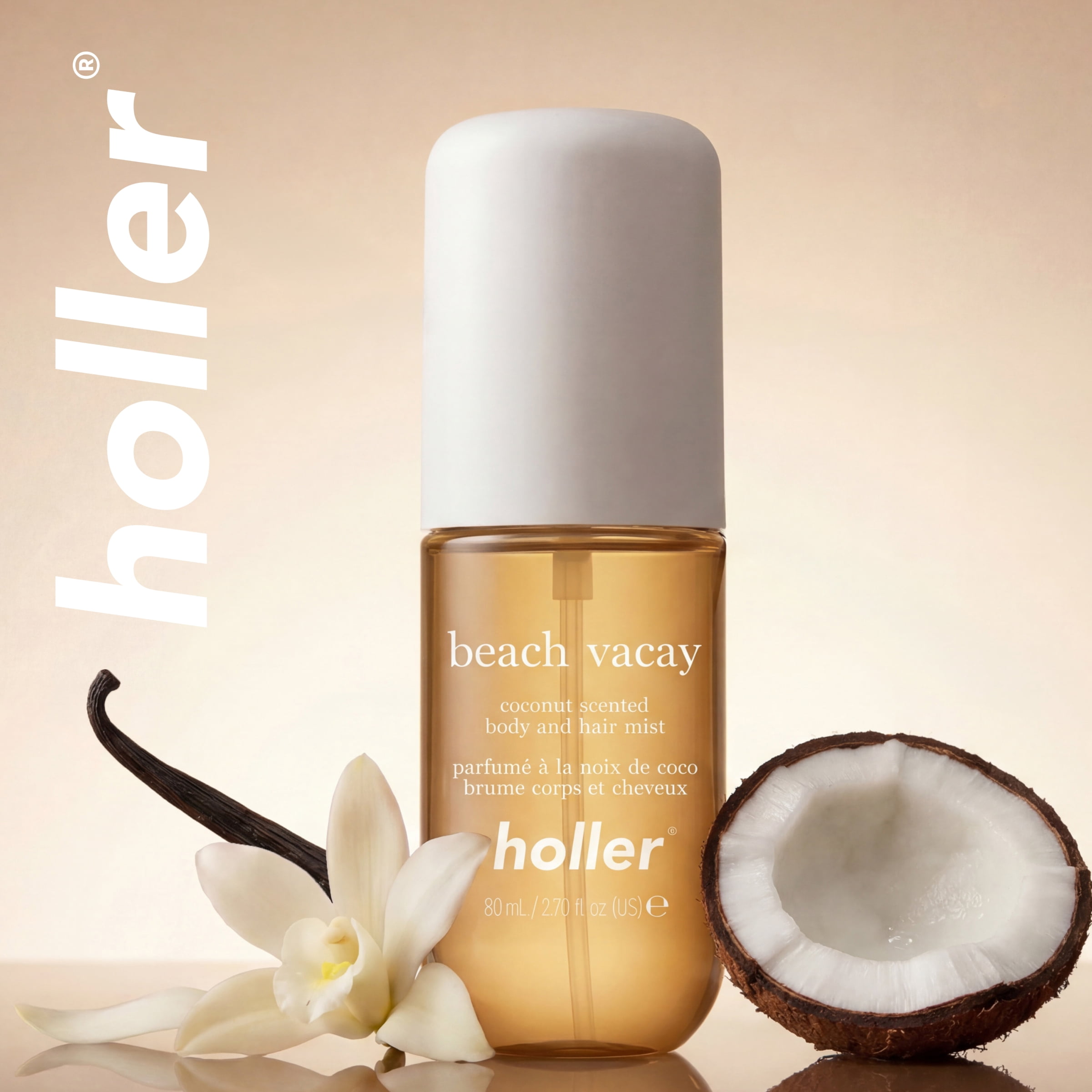Holler Beach Vacay Body and Hair Fragrance Mist, Coconut Scented, 2.7 fl oz
