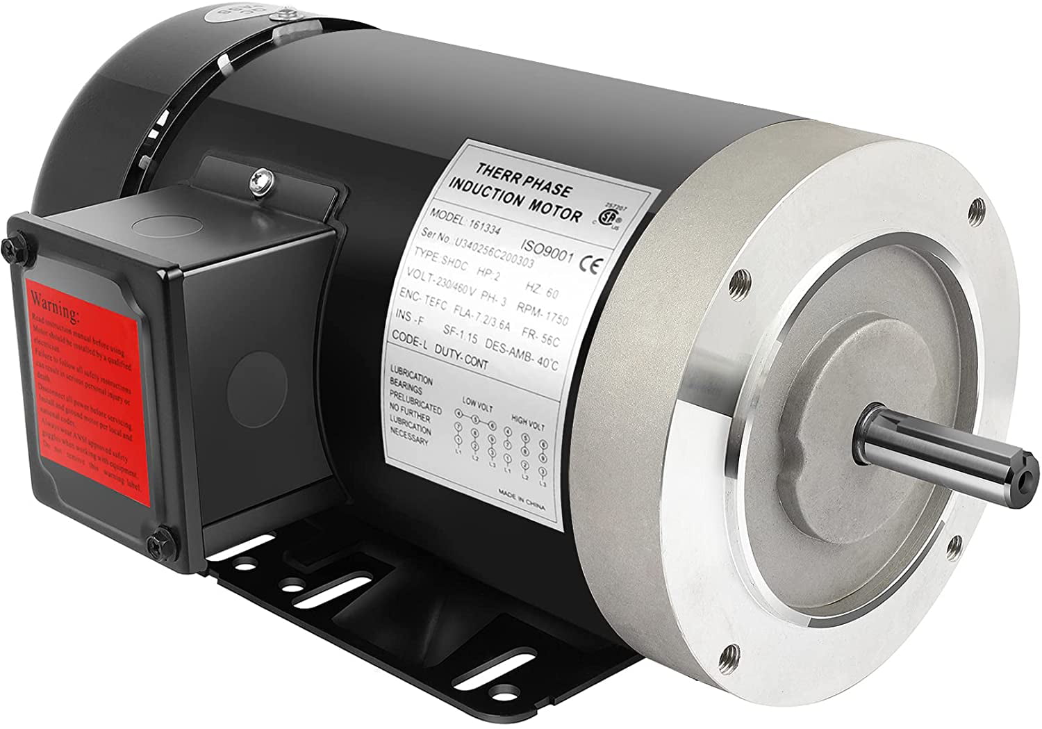 2HP 1800 RP 3 PHASE STAINLESS STEEL ELECTRIC MOTOR  56C FREE SHIPPING 