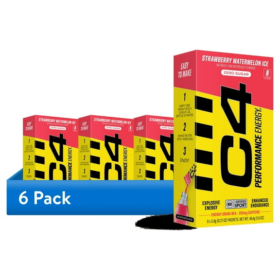 (6 pack) C4 Performance Energy Powder Mix Strawberry Watermelon Ice, 8 Pack