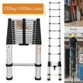 thumbnail image 3 of Telescoping Ladder 16.4ft Aluminum Folding Ladder 330lbs Max Load Capacity, 12 Steps, Lightweight Portable Ladder for Home, Office, Adjustable Height, Space Saving, Multi-Purpose Ladder, 3 of 9