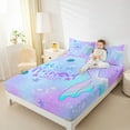 thumbnail image 4 of Homewish Marine Mermaid 3pcs Twin Sheet Sets for Kids Teens Girls,Ocean Sea Princess Twin Fitted Sheet,Blue Purple Gradient Breathable Flat Sheet,Ultra Soft Home Decor, 4 of 7