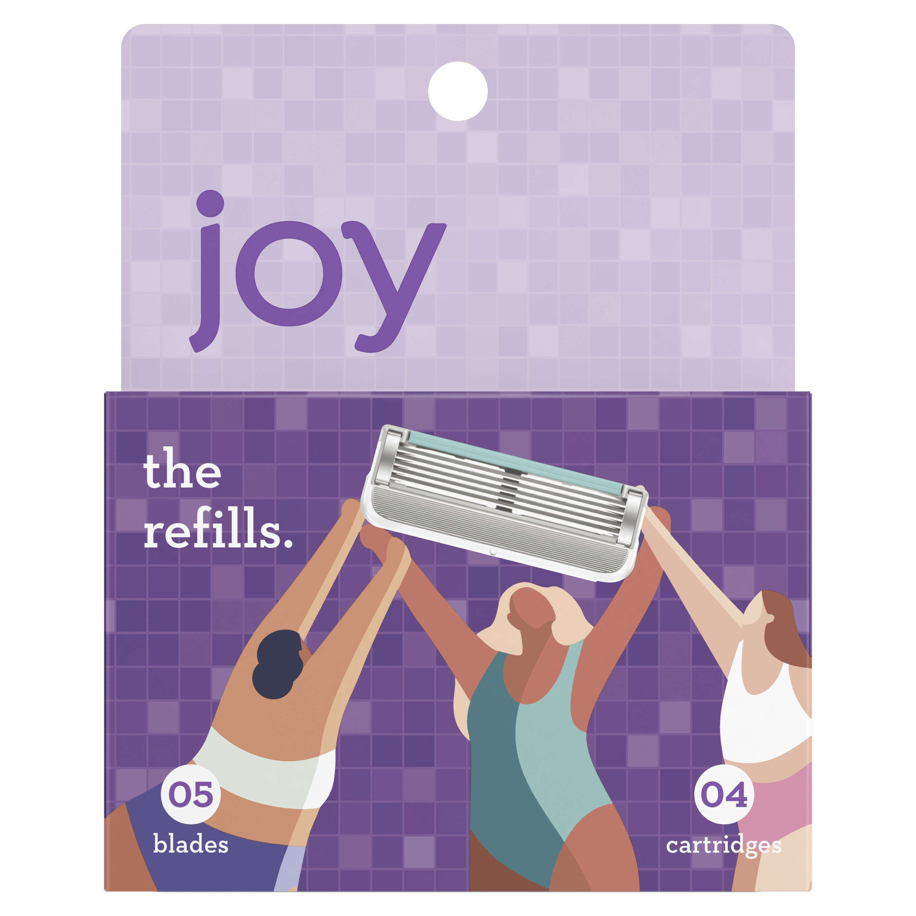 Joy Razor Blades Refill Cartridges for Women, Five Bladed, 4 Ct