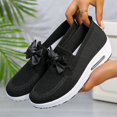 thumbnail image 6 of Domuza Women Knit Slip On Wedge Sneakers with Bow, Breathable Air Cushion Platform Shoes, Lightweight Comfortable Casual Walking Footwear Black 7.5（EU-39）, 6 of 6