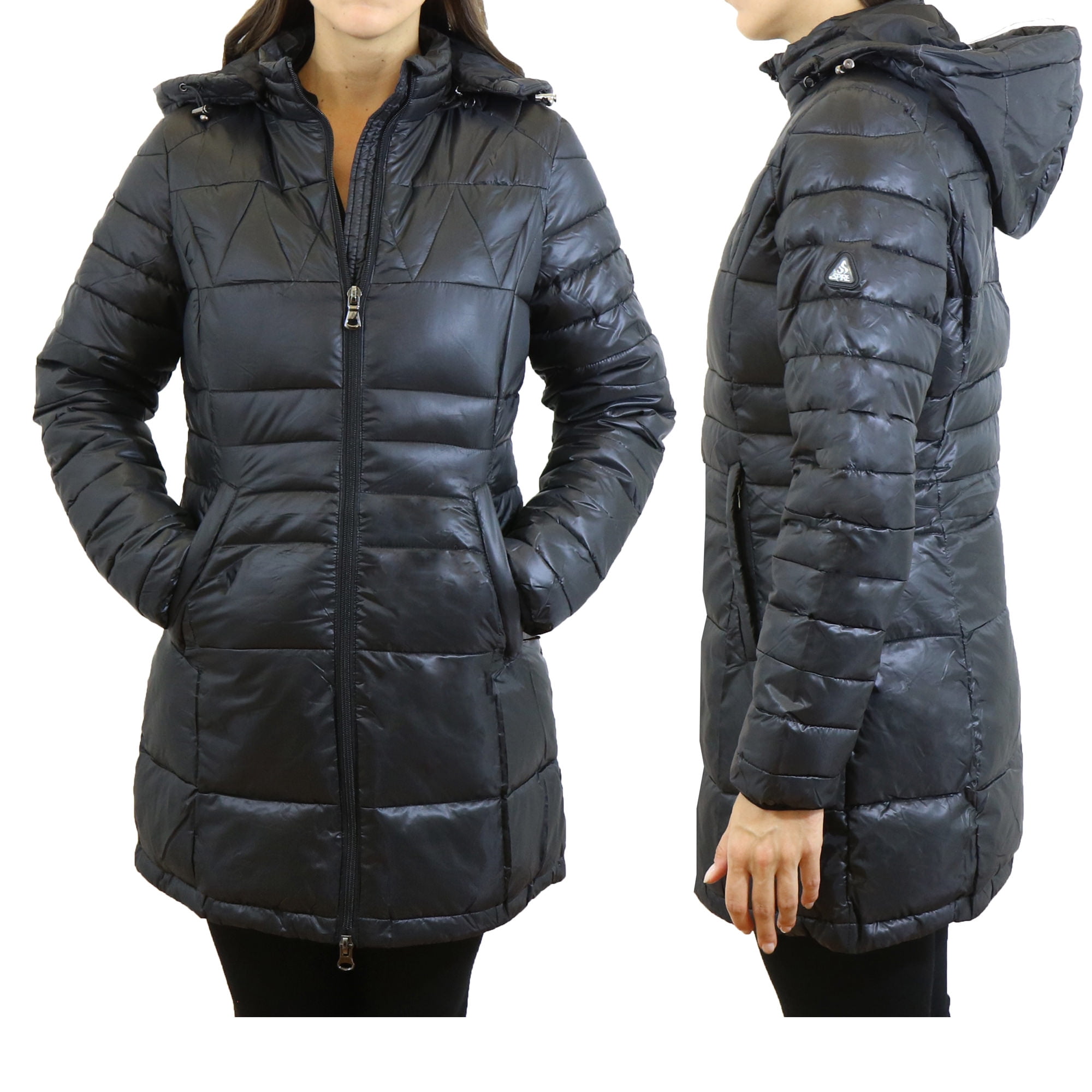 ladies puffer jacket with hood