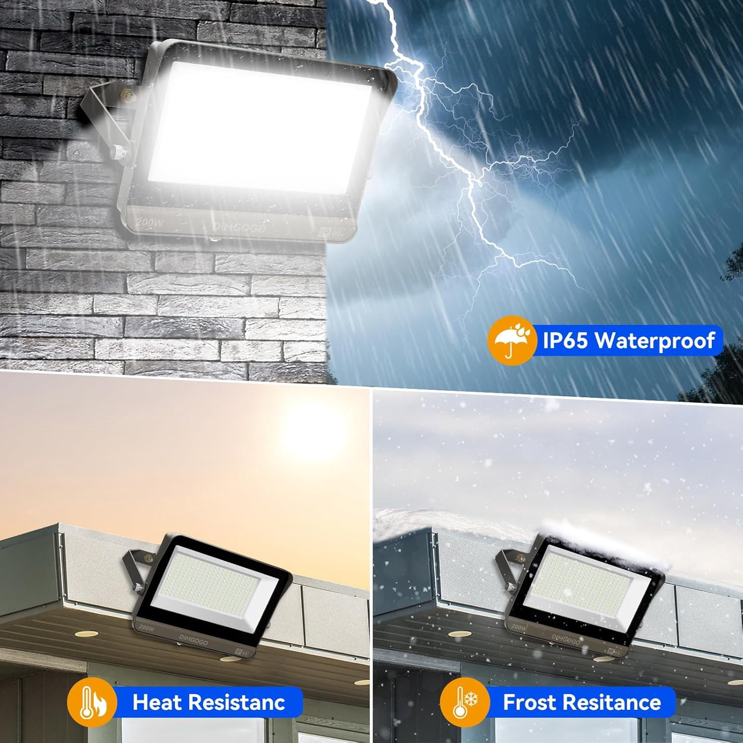 200W LED Flood Light Outdoor, 22000 Lumens 5000K Daylight, Dusk to Dawn Photocell, IP65 Waterproof Parking Lot Light with Adjustable Mount for Yard