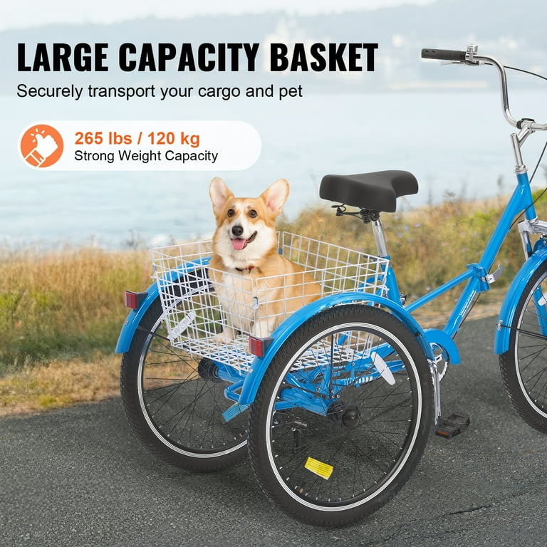 collapsible 3 wheel bicycle EOYOBIKE Adult Folding Tricycle, 7-Speed 3-Wheel Cruiser Bike with Low Step-Through Frame, Large Rear Basket, Adjustable Seat, 20/24/26 Inch Options (Frosted Blue, 20 Inch) : Sports & Outdoors Easy Installation KFFKFF Folding Adult Tricycle, 24-Inch