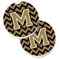 thumbnail image 1 of CoolCookware Letter M Chevron Set of 2 -Piece Black & Gold Absorbant Sandstone Car Coaster, 1 of 1