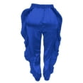 thumbnail image 6 of Baqcunre Womens Pants Solid Ruffle Pant Elastic Waist Belt Leggings Loose Pencil Pants Harem Pant Womens Fashion Pants For Women Palazzo Pants For Women Blue S-XXL, 6 of 6