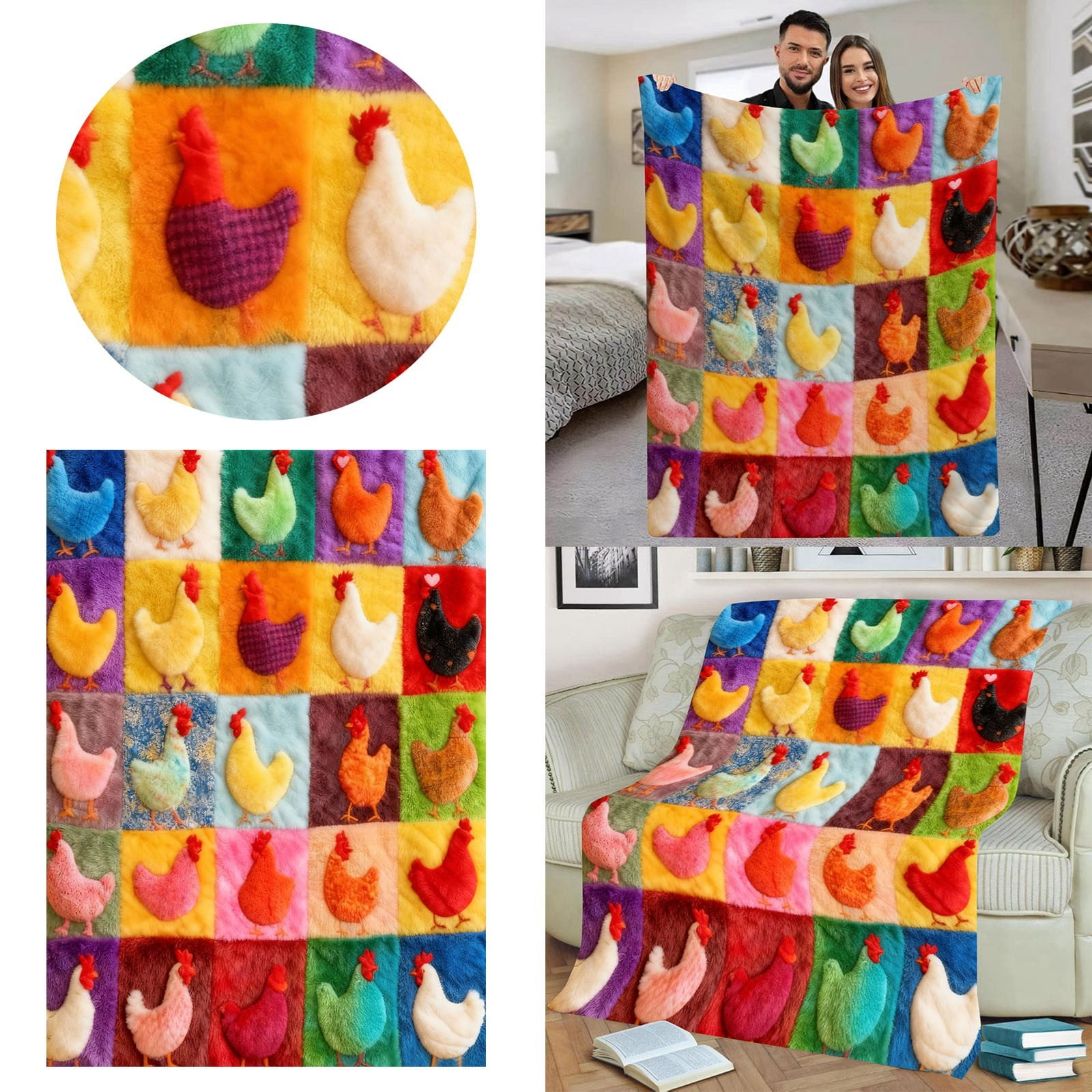 ZZERHUOO Large Heated Blanket Chicken Shaped Blanket Cozy Animal Themed Throw For Kids Adults Cute Unique