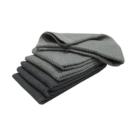 Mainstays 6-Piece Bar Mop Kitchen Towel Set, Solid Grey