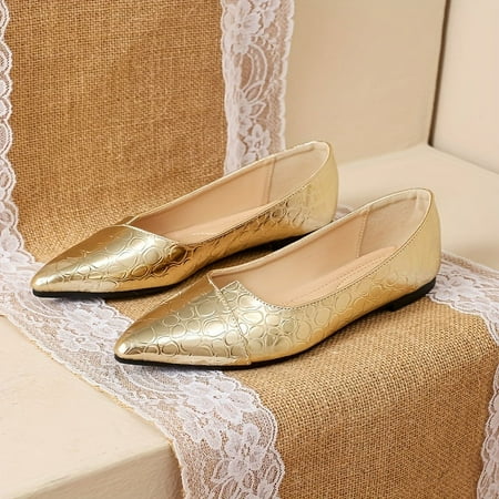 

Women s Stone Pattern Shoes Slip On Point Toe Shallow Mouth Lightweight Non-slip Flat Shoes Party Dress Shoes