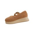 thumbnail image 2 of Hinvhai Women's Fuzzy Loafers Slip On Shoes Winter Comfortable Plush Lined Flat Moccasins Indoor Outdoor House Shoes Brown 5.5(36), 2 of 8