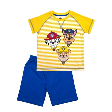 - Paw Patrol Short Sleeve Stripe Tee and French Terry Shorts, 2-Piece Outfit Set (Little Boys)