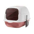 thumbnail image 1 of Cat Litter Box with Hood Pet Litter Box Portable Sandbox with Door Removable Cat Pink, 1 of 8