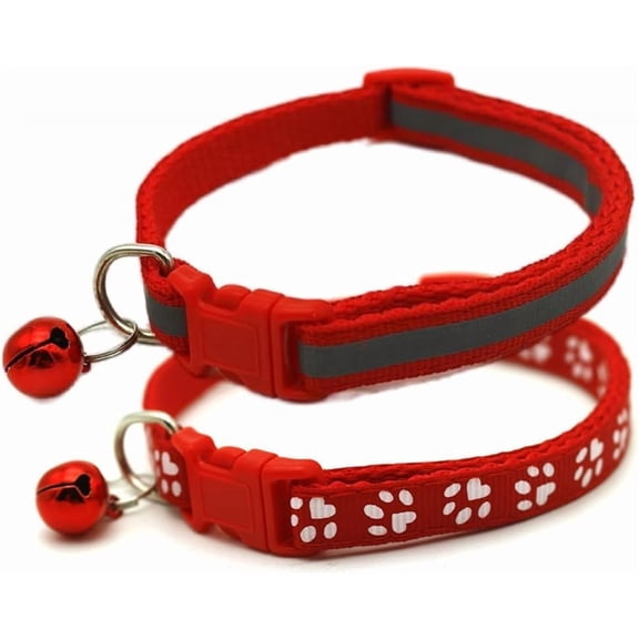 Minzimin 2-Pack Footprint & Reflective Cat Collar with Bell, & Dog Collars for Small Dogs. Use These Collars as Small Dog Collar.