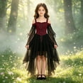 thumbnail image 5 of Abcomgle Halloween Witch Dress for Girls Size 7-8 Gothic Renaissance Butterfly Sleeve Vampire Dress for Girls Mesh Off Shoulder Halloween Dress, 5 of 6