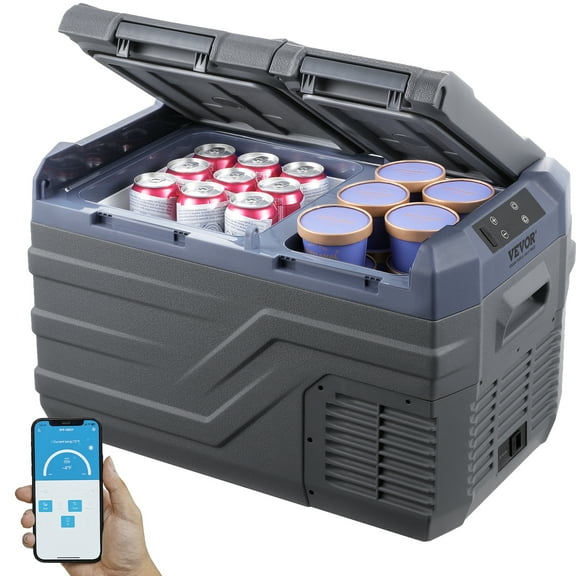 KFFKFF 12V Car Refrigerator, 35L Electric Cooler DC/AC, -4℉~68℉, Freezer Fridge Cooler APP Control Ideal for Camping, RV, and Outdoor Use