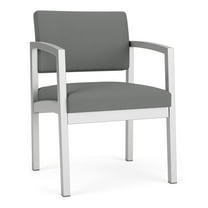 Lesro Lenox Steel Fabric Guest Waiting Room Guest Chair in Silver/Open House Asteroid Gray