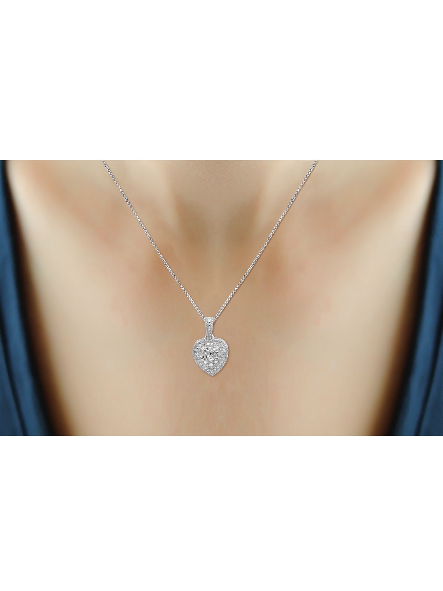 JewelersClub 3-Piece White Diamond Sterling Silver Earrings Set, Sterling Silver Necklace, Sterling Silver Rings – Heart Shaped Jewelry – Jewelry Sets for Women – Birthday Gifts