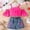 Hot Pink, variant on Girls Spring Outfits Size 5-6Y Spaghetti Strap Blouse with Puff Sleeves and Denim Shorts 2 Piece Toddler Girl Clothes