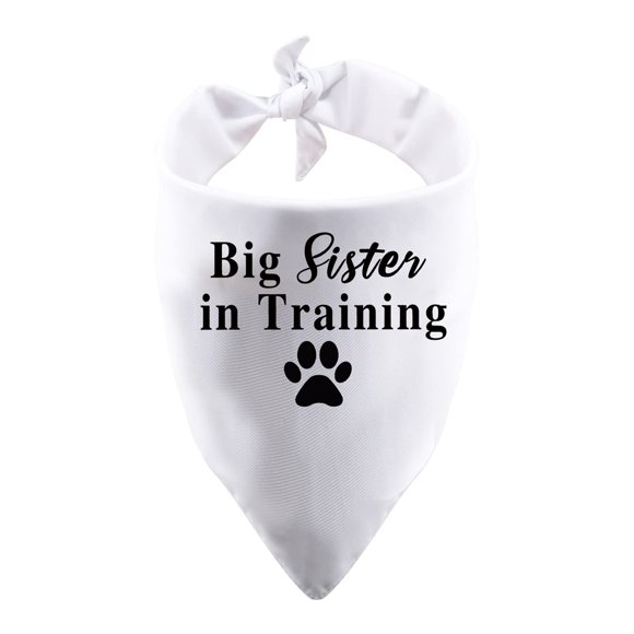 1 Piece Big Sister/Brother in Training Dog Bandana Dog Pregnancy Announcement Gender Reveal Gift (Big Sister White)