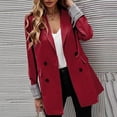 thumbnail image 5 of Women Suit Coat Lapel Long Sleeve Striped Cuffs Suit Jacket with Flap Pockets Solid Color Loose Fit Double Breasted Business Outwear, 5 of 8