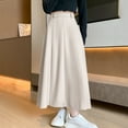 thumbnail image 3 of Abomasnow Maxi Skirts for Women Hight Wasited A Line Pleated Long Skirts with Belted Fall Winter Skirts S-XL, 3 of 7