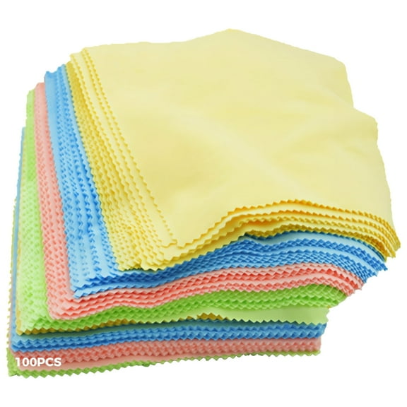 100 Pcs Microfiber Eyeglass Cleaning Cloth, Pre-Cut Fabric Squares, Lens Cleaning for Glasses, Phones, Cameras, Ideal for Sewing and Patchwork