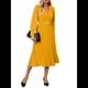 thumbnail image 1 of Vestido Acampanado de Larga para Mujer, Corte A, Informal, Semiformal, para Invitada de Boda, de Oficina, con Cinturón Amarillo L, 1 of 10