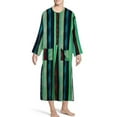 thumbnail image 1 of Birdeem Robe Décontractée pour Hommes Manches Longues Double Poche Imprimé Rayé Longue Chemise, 1 of 12