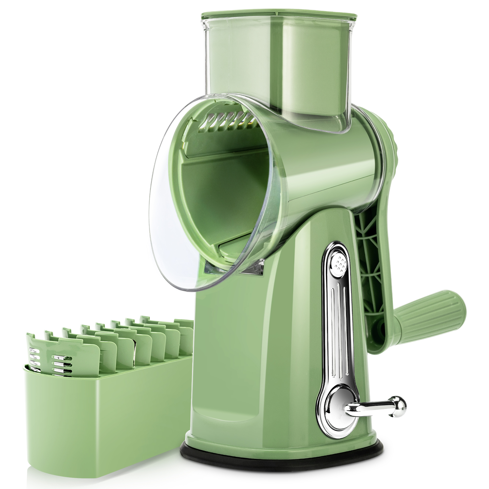 Pukomc Rotary Cheese Grater with 5 Blades & Suction Base photo 4