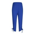 thumbnail image 5 of BiZtdJrK Womens Leggings Drawstrings Cuffs High Waist Stretch Workout Capri Legging Soft Lightweight Summer Beach Capris Blue XXL, 5 of 7