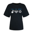 thumbnail image 4 of Penkiiy Happy Hanukkah Shirt Women Chrismukkah Shirt Cat Candle Shirt Love and Light T-Shirt Festival Short Sleeve Tops Black, 4 of 8