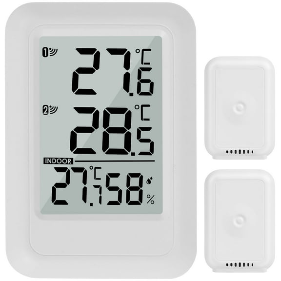 Digital Room Thermometer Set Easy to Use Temperature Humidity Monitor Sturdy Battery Powered Inside Outside Thermometer for Home