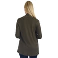 thumbnail image 4 of Simply Ravishing Women's Basic Assymetrical 3/4 Sleeve Open Drape Cardigan, Large, Olive, 4 of 5