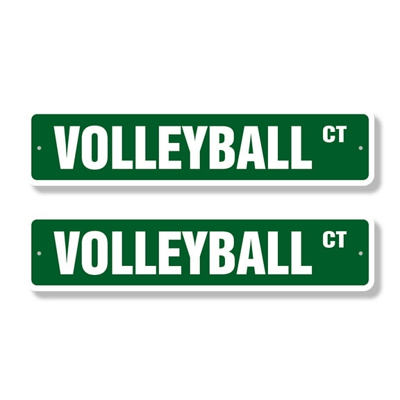 VOLLEYBALL Classic Street Sign (2 Pack) signs ball net player team Road Sign | 6" X 24" Aluminum Metal Address Sign