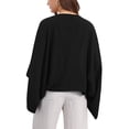 thumbnail image 3 of INSPIRE CHIC Women's Casual Cardigan 3/4 Sleeves Loose Fit Solid Color Linen Shrug XL Black, 3 of 6