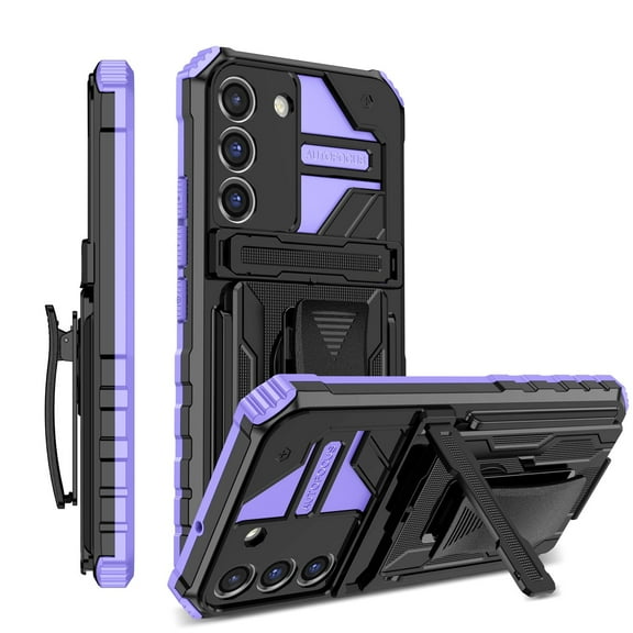 Heavy Duty Case for Samsung Galaxy S24 FE, Hybrid Military Grade Shockproof Rugged Cover with Hidden Bracket Removable Belt Clip Heat Dissipation Anti-Fall Case for Samsung Galaxy S24 FE, 6 Color
