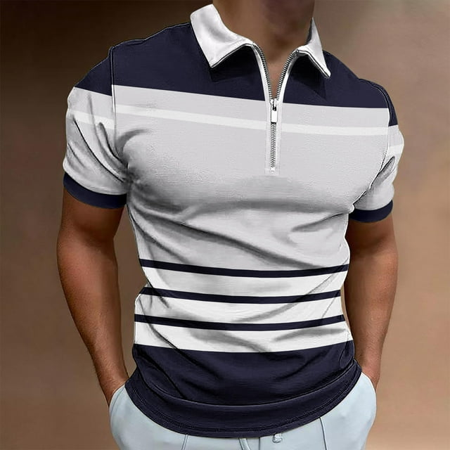 pstuiky camisetas de hombre, Camiseta holgada de manga corta con solapa y cremallera para hombre ropa de hombre xl