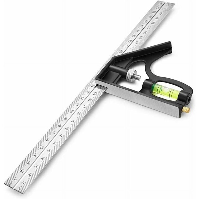 Herramienta de medición de trazador cuadrado, cuadrado combinado de 300 mm, cuadrado combinado de acero inoxidable y cuadrado de aleación de zinc Regla de ángulo recto universal multifuncional de alta