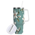 thumbnail image 2 of White Flower Pattern Water Bottles 30oz Insulated Tumblers Double-Walled Ergonomic Handle Leak Proof, 2 of 10