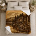 thumbnail image 5 of Rustic Log Cabin Lake Mountain Moonlight Scene Wilderness, Peaceful Mountain Lake Scene, Warm Flannel Blanket for Cabin and Lodge, Outdoor Lovers Camping Gift, Rustic Home Decor, 5 of 9