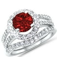 thumbnail image 3 of LaRaso & Co His Hers Wedding Rings Ruby Red CZ Silver Titanium Wedding Engagement Couples Rings Set 5/11, 3 of 7