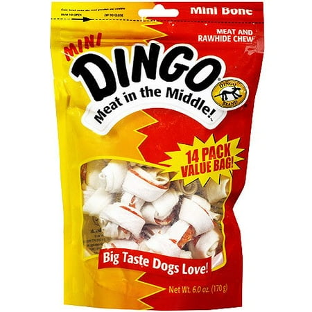 Dingo Meat in the Middle! Mini Meat & Rawhide Chew Dog Treats, 14 Ct