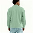 thumbnail image 4 of Men's Corduroy Sweatshirts Quarter-Zipper Casual Polo Shirts Stand Collar Long Sleeve Ribbed Golf Shirts Mint Green 5XL, 4 of 4